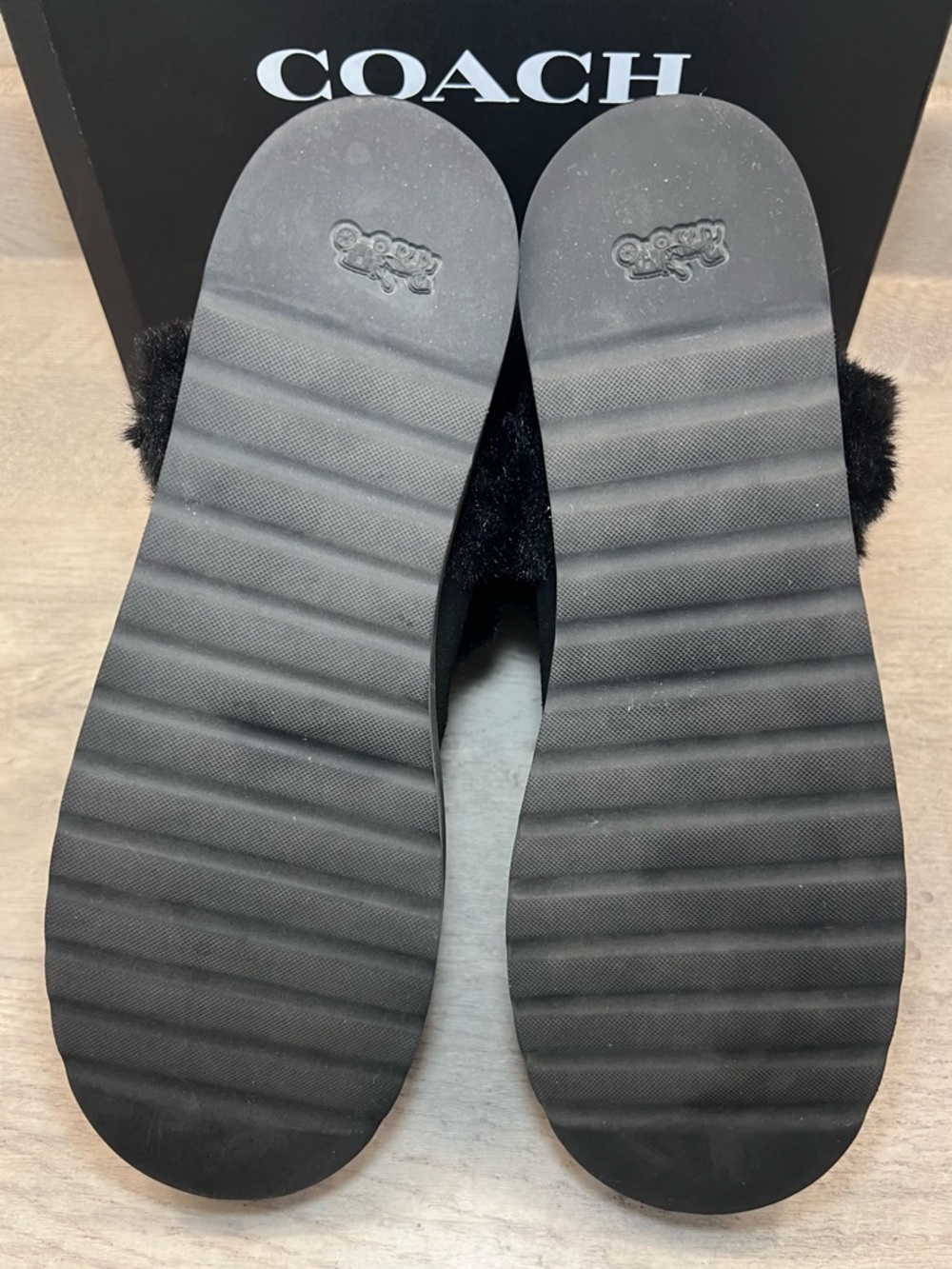 COACH IZZIE Boots Size 11 Black Signature Midcalf Suede Faux Fur FG4597 - Picture 11 of 16